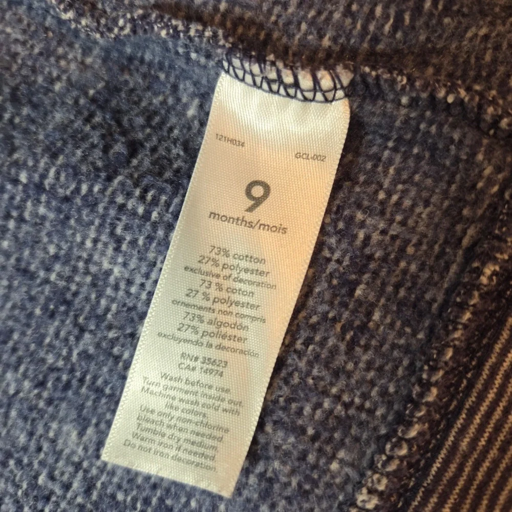 Carter's Hooded Striped Zip Jacket Blue Boys 9 Months Cotton Blend Long Sleeve